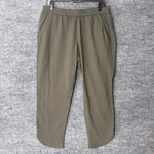 Marine Layer Allison Tencel Pants Olive Green Elastic Waist Tulip Hem Large L/P